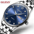 OLEVS 5570 Legierung Gehäuse Uhr Herren Mode Casual Herren Armbanduhr Wasserdichte Funktion Analog Stahl Gürtel Quarzuhr